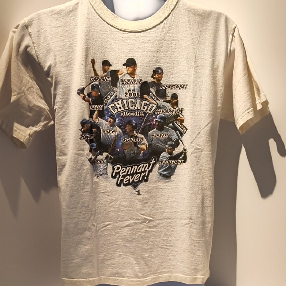 ChicagoWhite Sox Pennant Fever 2005 T-shirt Men Large Fruit Loom Lofteez White